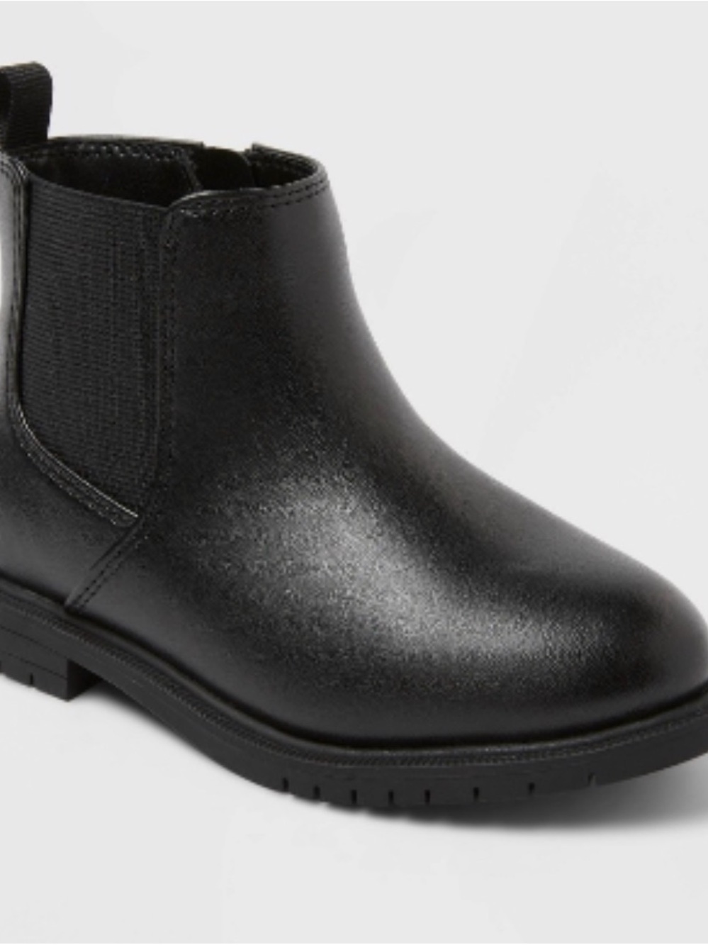 Kids Chelsea Ankle Boots - Black Faux Leather